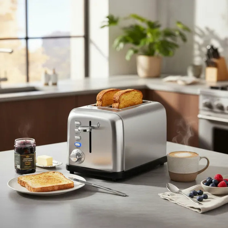 Extra-wide 2-slice Toaster, 7 Shade Settings 900w Fast Toasting, Brushed Stainless Steel For Kitchen Countertop