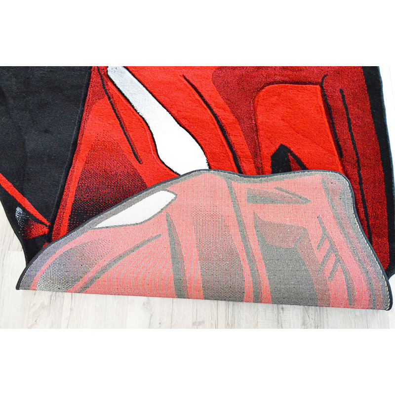 Buenrostro Free Shape 3D Kids Car Red Area Rug
