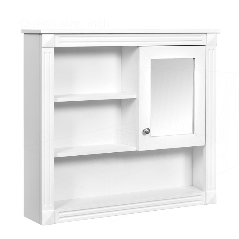 32" Bathroom Wall Cabinet with Mirror, White
