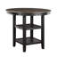 5 tables de salle à manger à hauteur de comptoir, table ronde grise avec tablettes de rangement, 4 chaises rembourrées en tissu, table de conception esthétique transitionnelle, sièges de chaises,