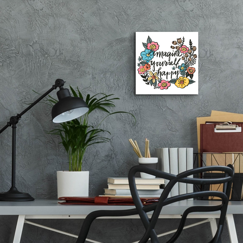  «Imagine Yourself Happy Color» par Elizabeth Caldwell, art mural en verre, 12 po x 12 po