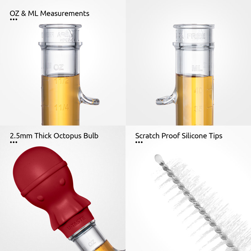 U-Taste 228.2℉ Heat Resistant Angled Turkey Baster 1.5oz Tritan Bulb Baster with Cleaning Brush, 11.96" H x 5.47" W