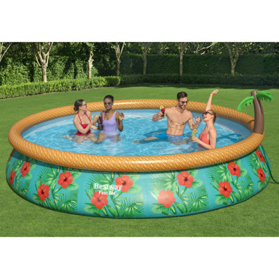 Bestway Fast Set Paradise Palms 15'x33" Round Inflatable Pool Set with Sprinkler