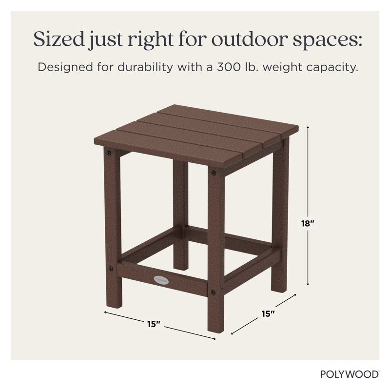 POLYWOOD Long Island 18" Side Table, Mahogany