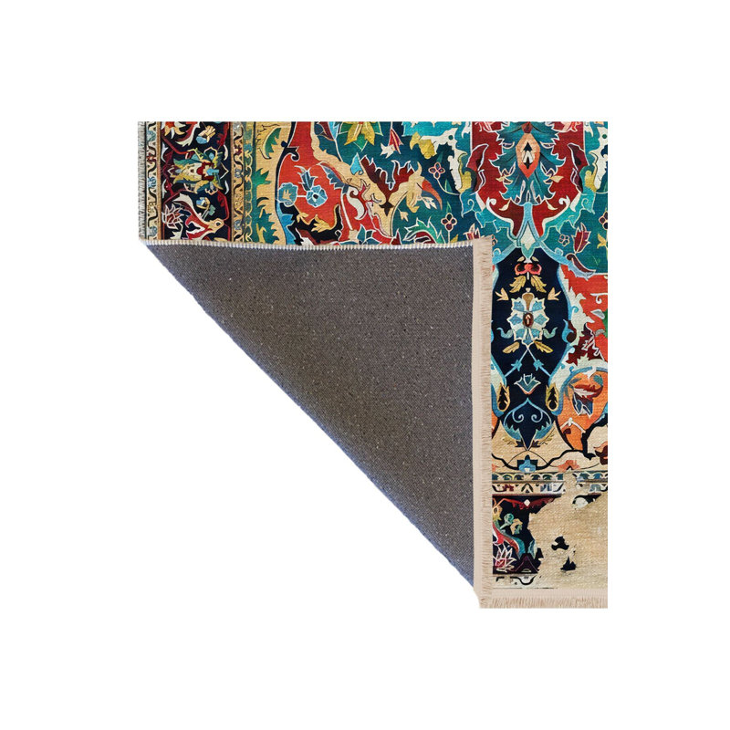 Tapis bleu délavé à motif abstrait multicolore traditionnel Creative, Tapis de couloir 3 pi 3 po x 9 pi 10 po