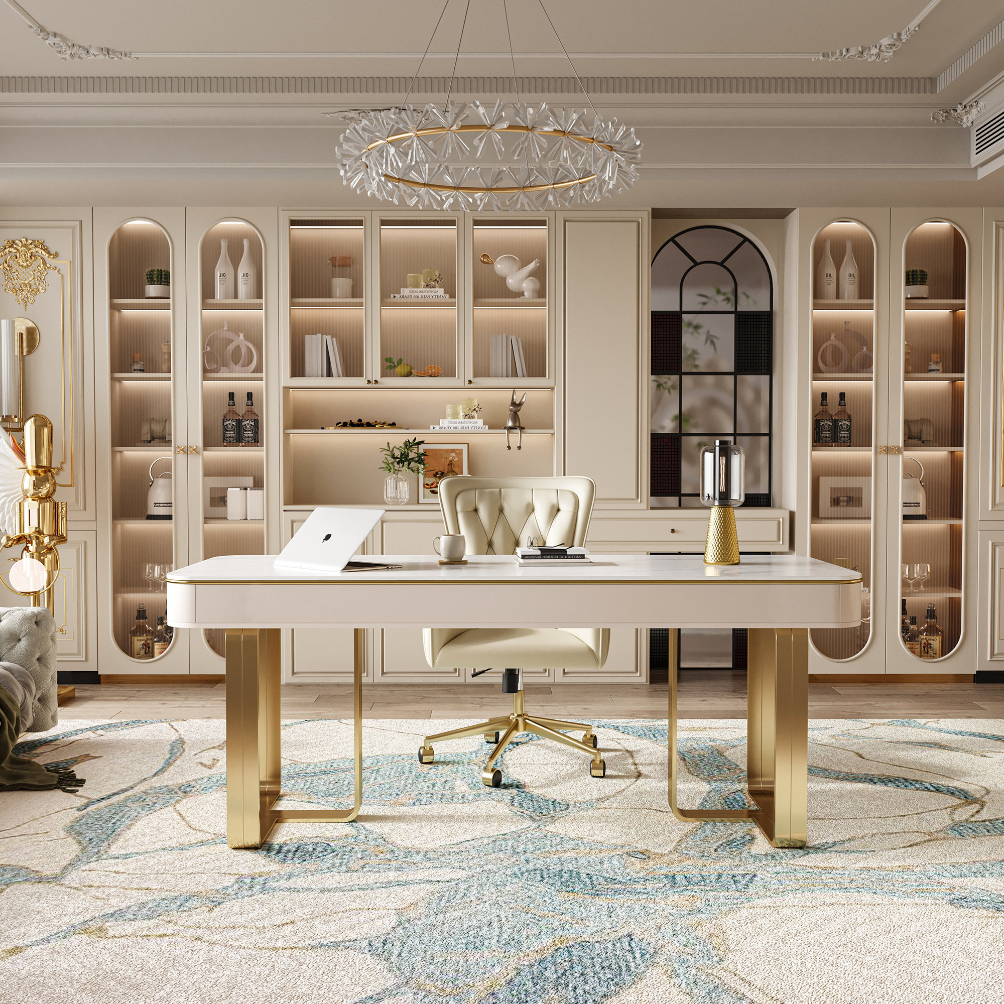 Hokku Designs Ressa Luxurious Rectangular Stone Office Computer Writing ...