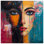 Tapisserie murale colorée à deux visages - Décoration murale portrait