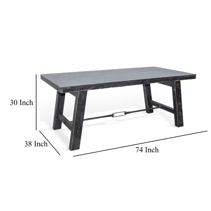 Black Mahogany Extendable Dining Table with Industrial Turnbuckles