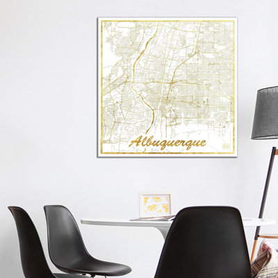 Albuquerque Leaf Urban Blueprint Map by Hubert Roguski - Wrapped Canvas Print