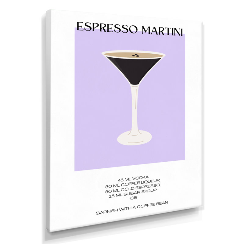 Recette de cocktail espresso martini - salon d'art mural cocktails, Toile tendue, H 20 po x l 12 po