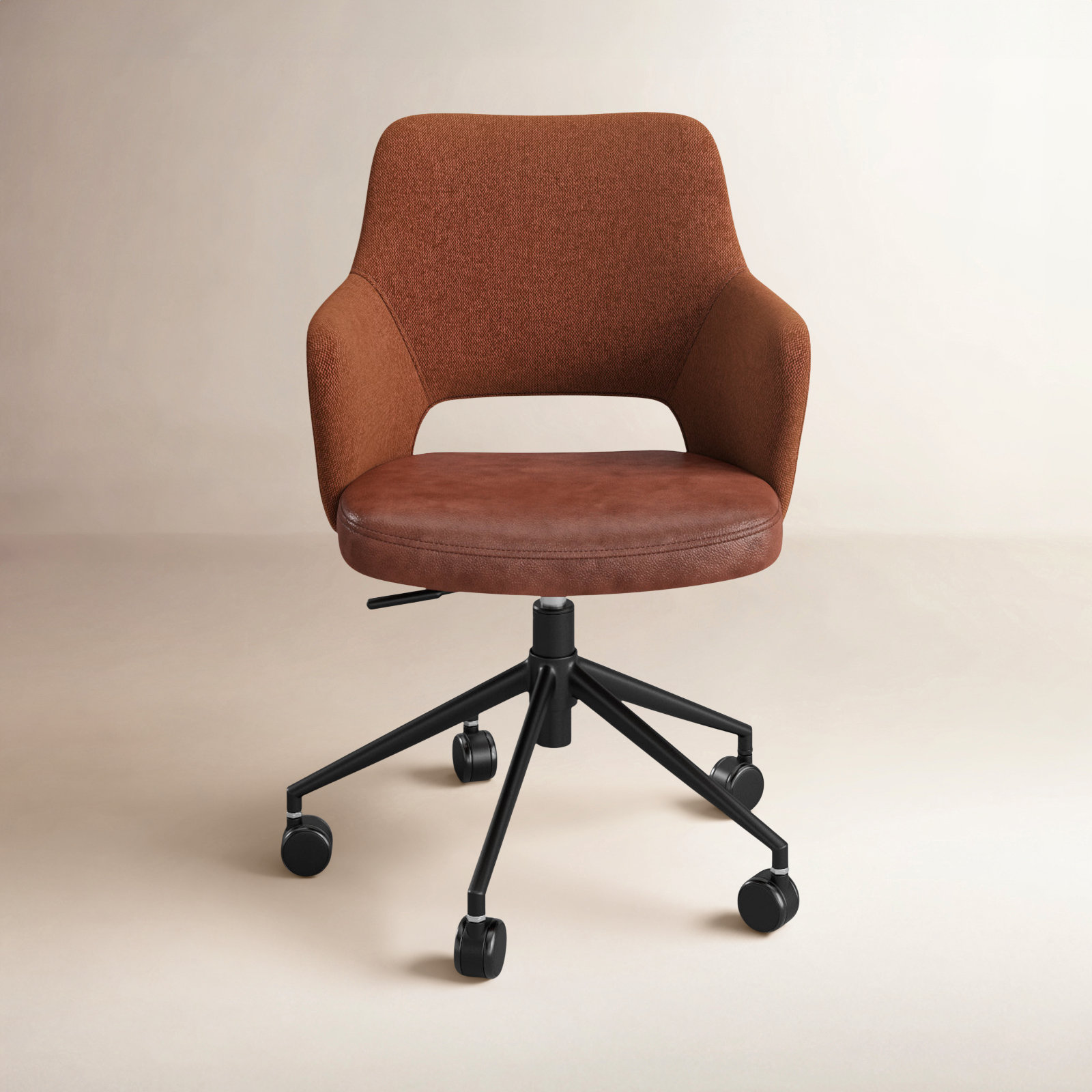 Shelter Swivel Office Chair, Dark Brown Faux Leather