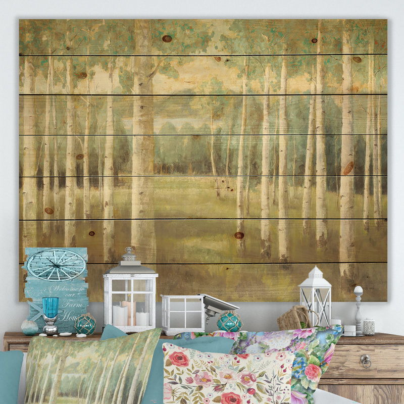 Aspens Neutral Forest - reproduction traditionnelle sur bois de pin naturel, H 20 po x l 20 po x P 1 po