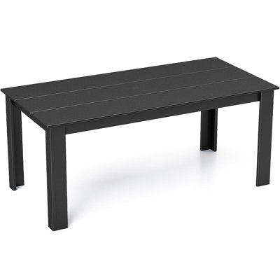 HDPE Luxurious Long-striped Design Outdoor Dining Table With Umbrella Hole