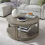 Table basse ronde en bois avec roulettes