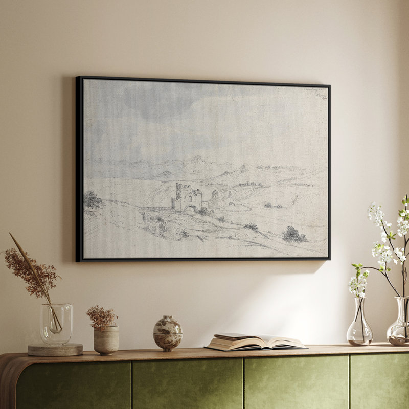 Vintage Sketch-XXVII Framed Gallery Wrapped Canvas, Noir, H 27 po x l 41 po