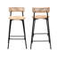 Tabourets de bar tissés à la main avec dossier, ensemble de 2 tabourets ronds en corde de papier avec repose-pieds pour îlot de cuisine et salle à manger