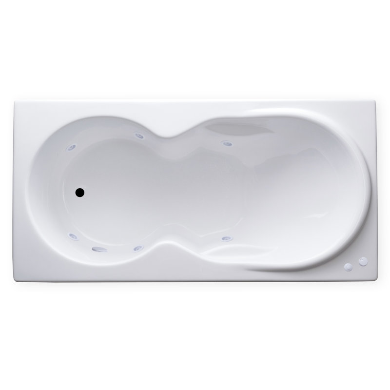 72'' x 36'' Drop-In Whirlpool Acrylic Bathtub, Left