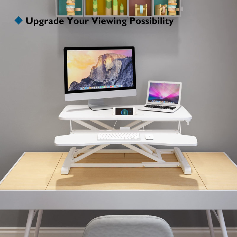 MDF Steel Standing Desk Converter, White