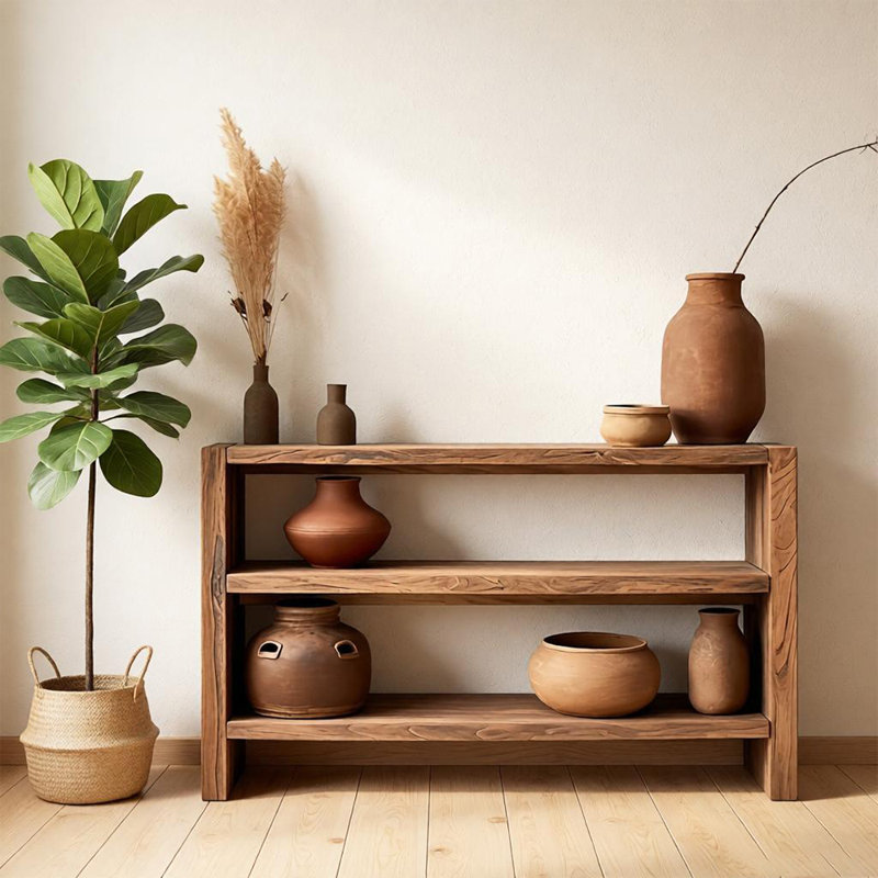 Étagère de rangement sur pied de style zen, H 27,55 po x l 39,37 po x P 13,77 po