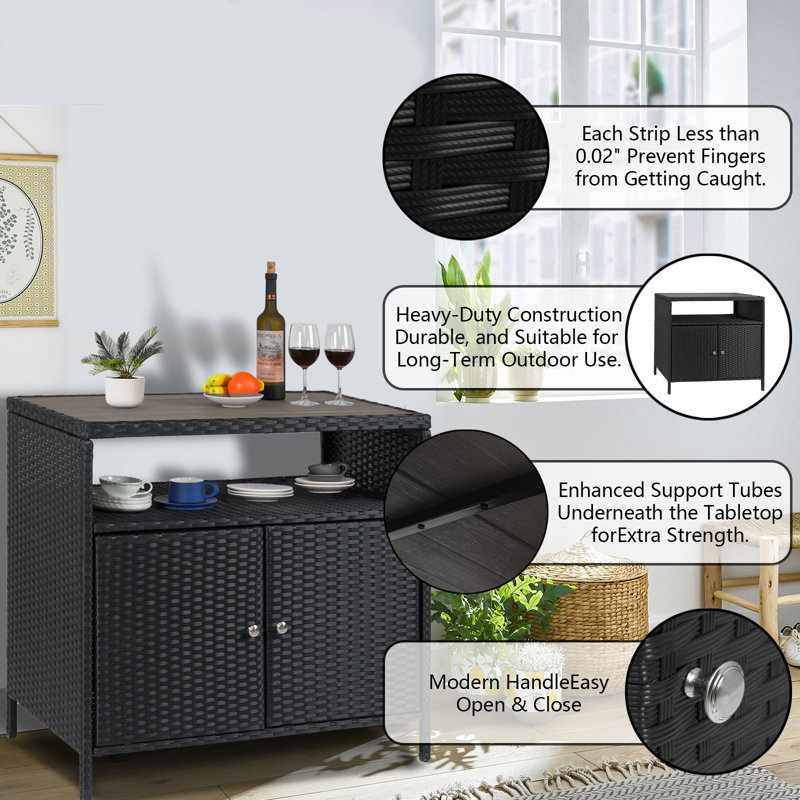 Milaan 2 -Door 1 -Shelf Storage Cabinet, Black/Grey