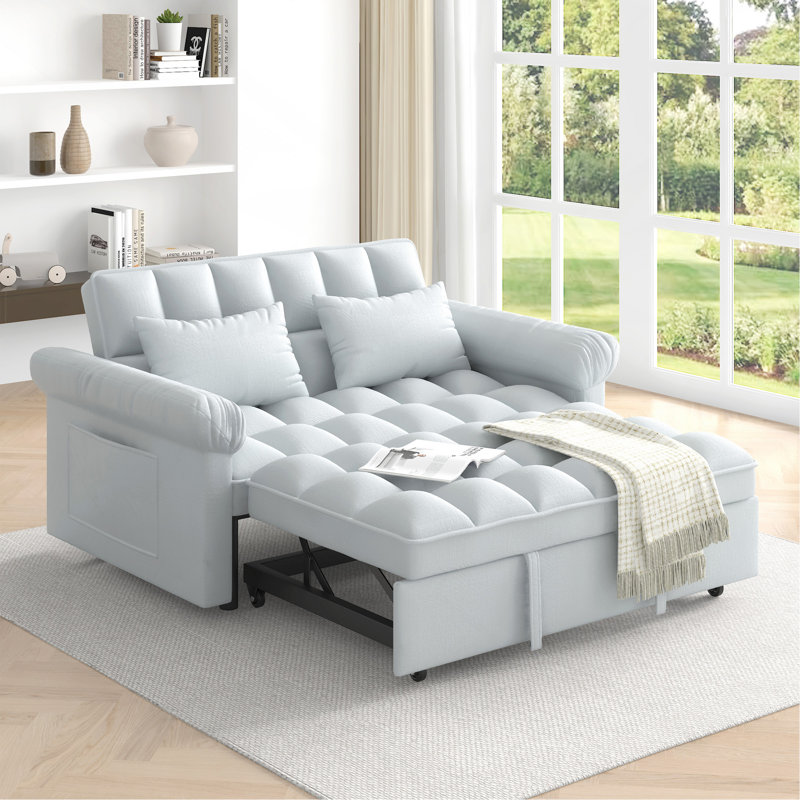 Loveseats Sofa Bed With Pull-Out Bed, Gray
