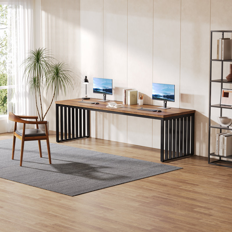 Bureau d'ordinateur l 78,74 po Lapo, Brun / Noir