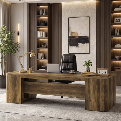 102-Inch Executive Desk, Extra Long Office Desk with Drawers