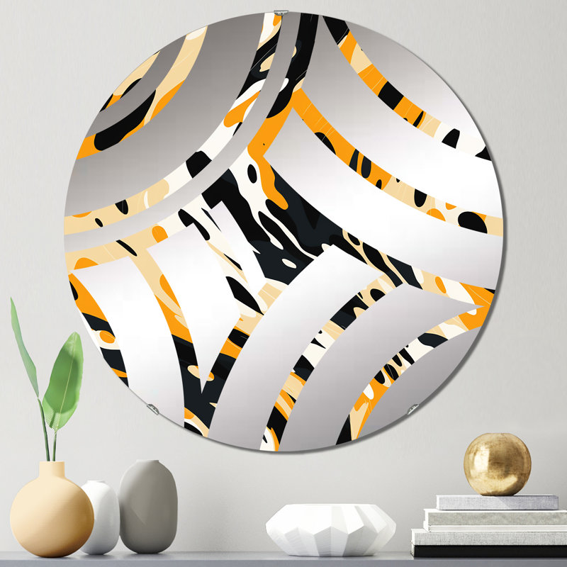 Miroir décoratif noir et jaune à motif léopard Opulen, 23,6 po x 23,6 po