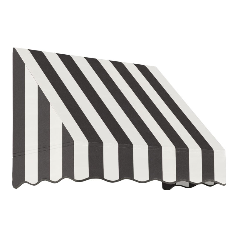 Auvent fixe en tissu acrylique San Francisco Awntech, Rayures noires et blanches, H 31 po x l 52,5 po x P 24 po