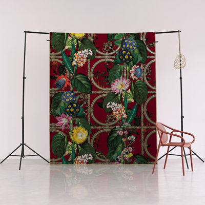 Red-Themed Multi-Colored Floral Vine Patterned Modern Decorative Rug