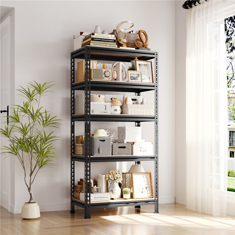 70cm W Manufactured Wood Height -Adjustable Shelving Unit, Black