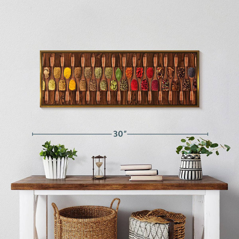 Herbes indiennes, Cadre flottant doré, 28 po x 10 po