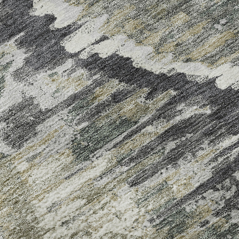 Premium Machine Washable Prisco Charcoal Rug, Rectangle 10' x 14'