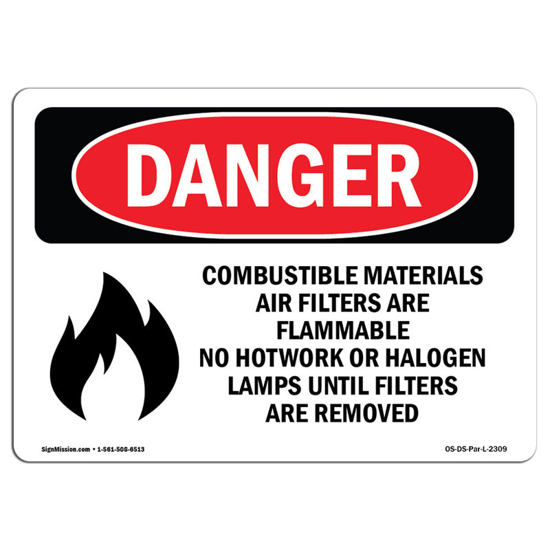 Filtres à air pour matériaux combustibles, H 12 po x l 18 po x P 0,1 po