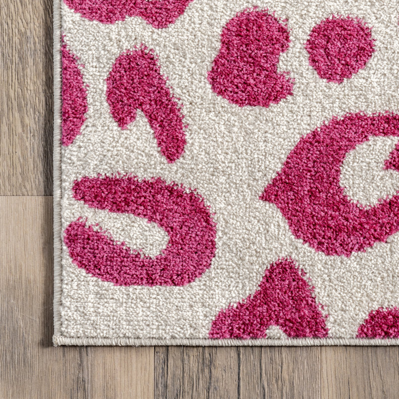 Tapis rose à imprimé léopard Kaitlin, Rectangle 4 pi x 6 pi