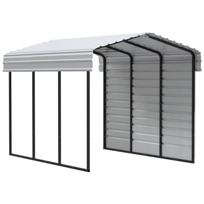 Steel Carport With 1 Side Wall Kit, 10X15X9