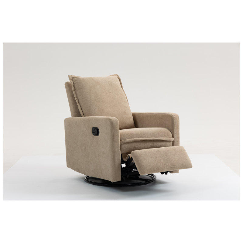 Camel Velvet Plush Accent Chair with Manual Button - 360 Degree Swivel Leisure Armchair for Living Room, Bedroom & Office