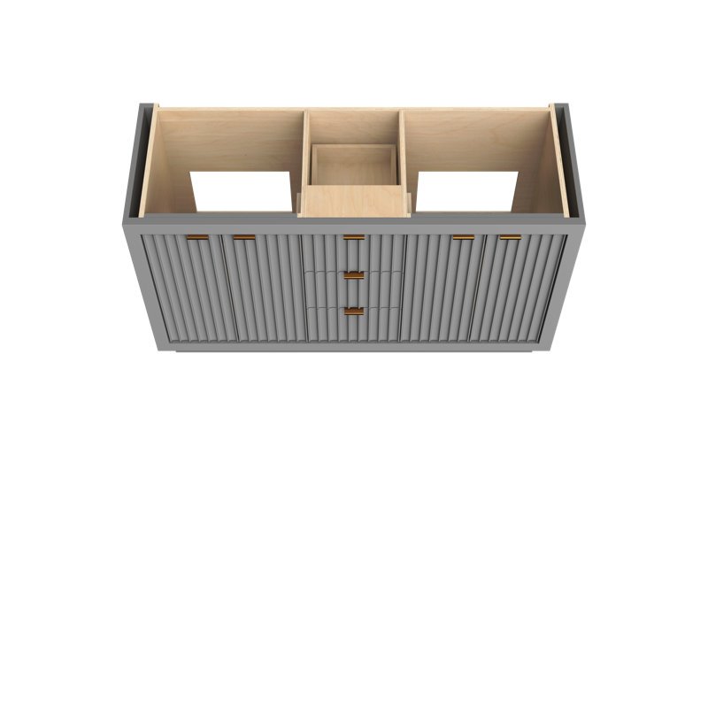 Meuble-lavabo double Lecrieu, 60", Gris platine, Or rose