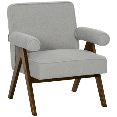 Cashmere Accent Chair with Wide Seat and Padded Armrests White