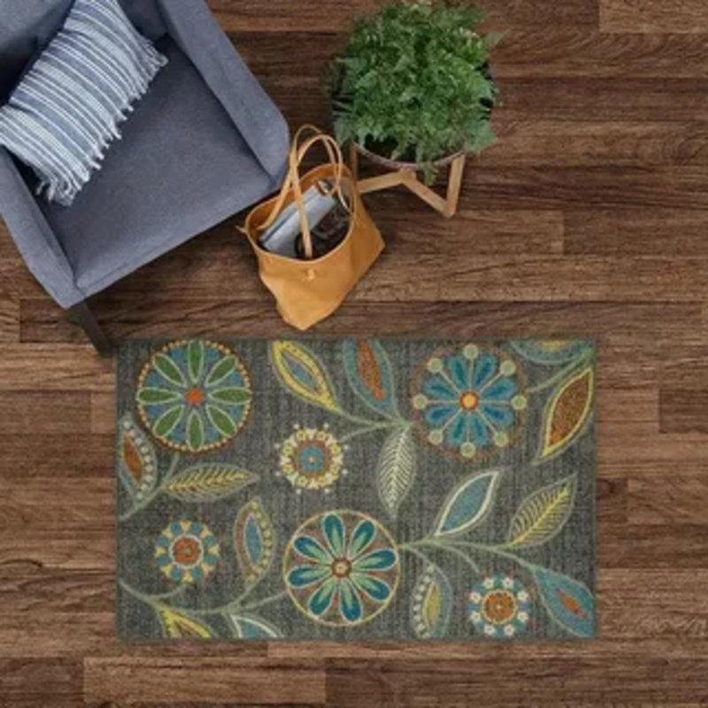 Floral Runner Rug - Non-slip Hallway & Entryway Carpet, Machine Washable, For Bedroom Bathroom Office, 29x45 Inch (75x115cm)