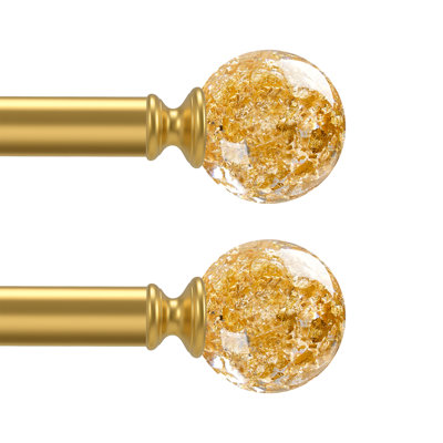 Silver Decorative Crystal Curtain Rods 2pack: 18-45 Inch Heavy Duty Adjustable, with Sheer Bling Foil Finials, Suitable for Indoor and Outdoor