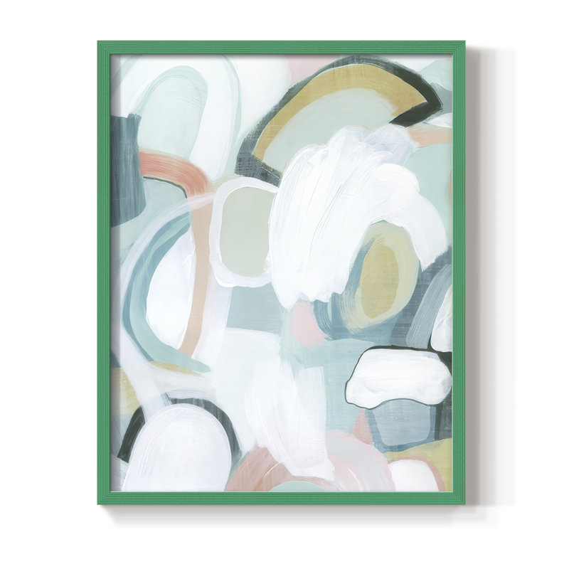 Pastel Garden Abstraction I Framed Print - Solid Wood, 21" H x 17" W, Green