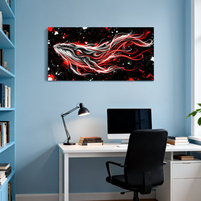 Animals Red And White Dragon With Cosmic Background