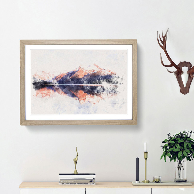 Mountain Sunshine in Canada - Framed Print, Oak Framed, 33cm H x 45cm W x 2cm D