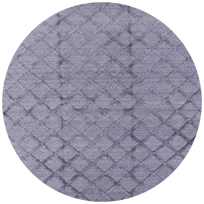 Tapis mauve à motif géométrique Meltem, Rond 4 pi
