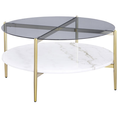 Table basse ronde en marbre avec tablette
