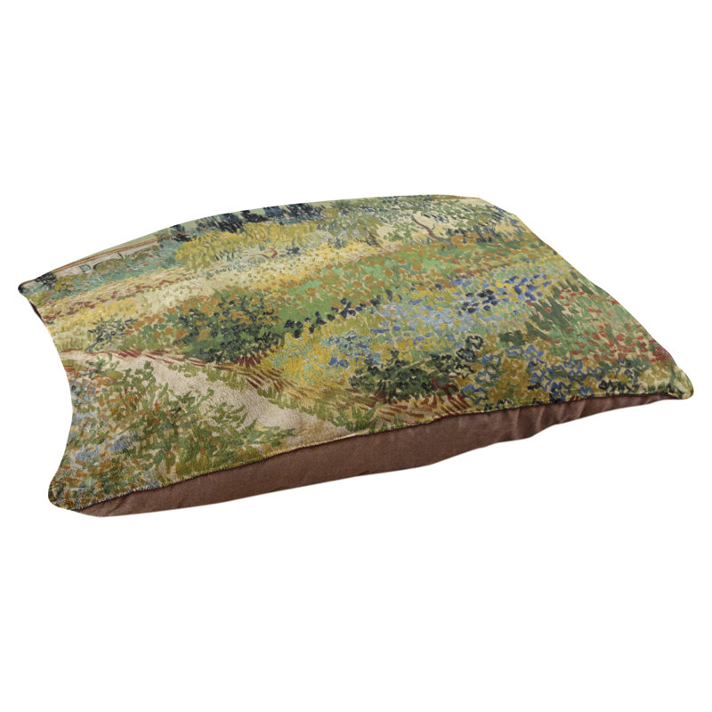 Coussin stylisé bluhender garten mit pfad Burk, Moyen (L 42,5 po x l 32,5 po), Vert / rouge / orange