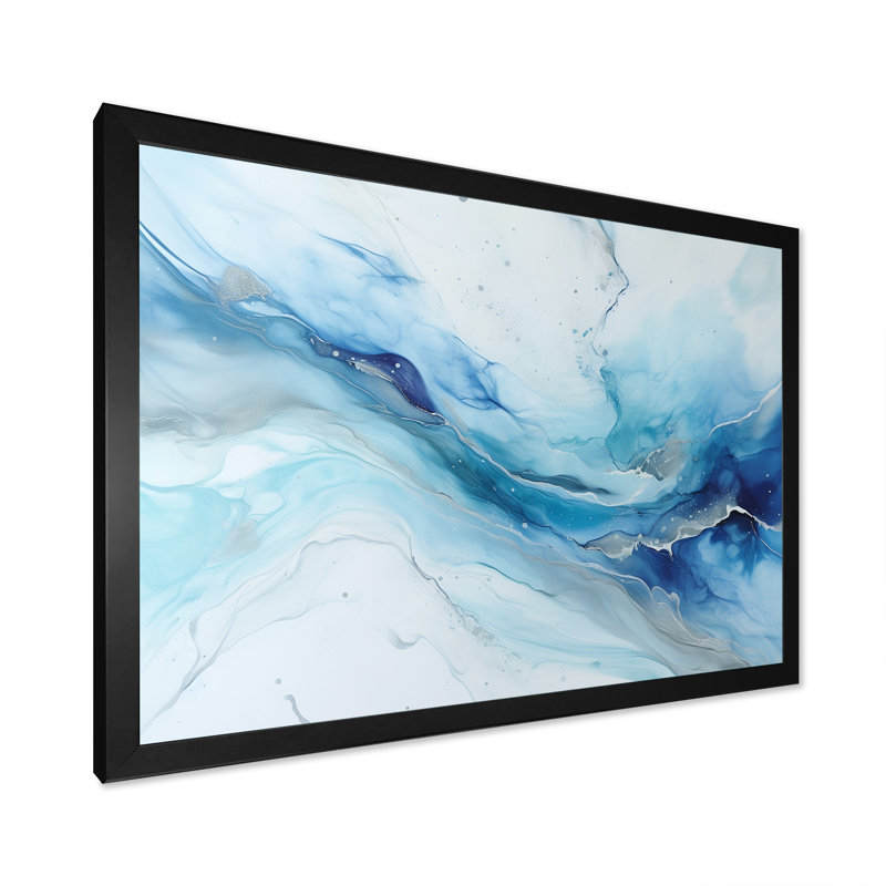 «White and Blue Glacier Charm», impression sur toile encadrée de formes abstraites, H 24 po x l 32 po x P 1 po