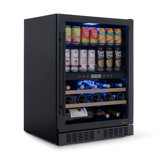 Newair Wine and Beverage Refrigerator, 24 Bottles and 100 Cans, Dual Zone, Black Stainless Steel