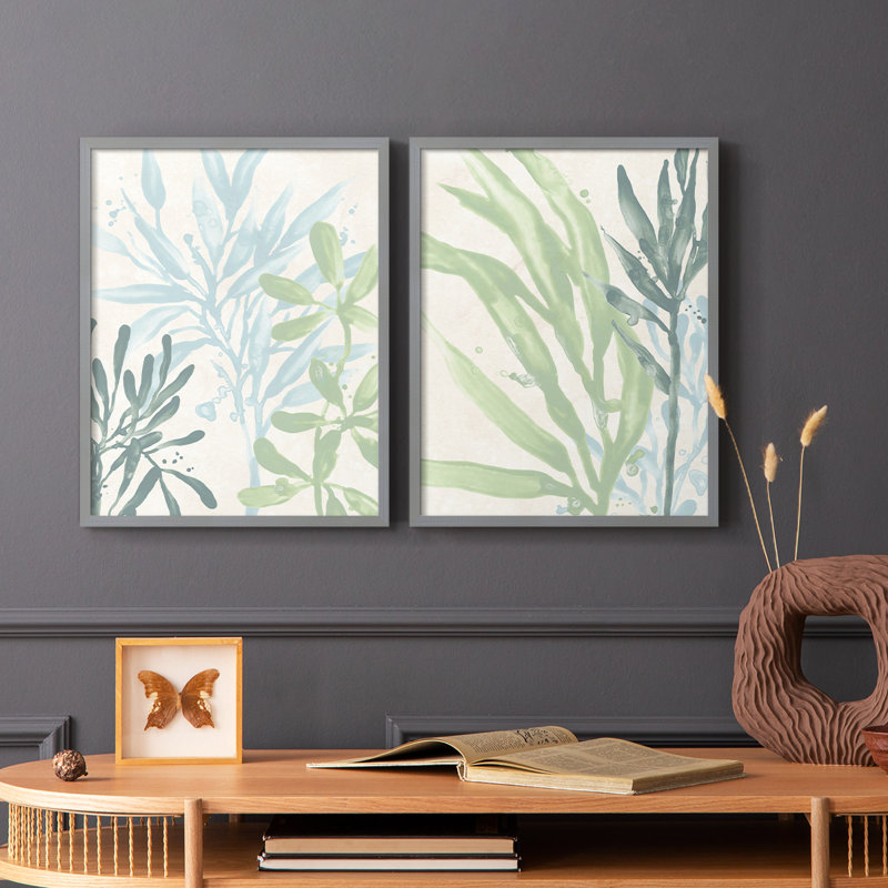 «Swaying Seagrass III», reproduction encadrée de qualité supérieure - prête à être accrochée - aucun clou requis - aucun clou requis